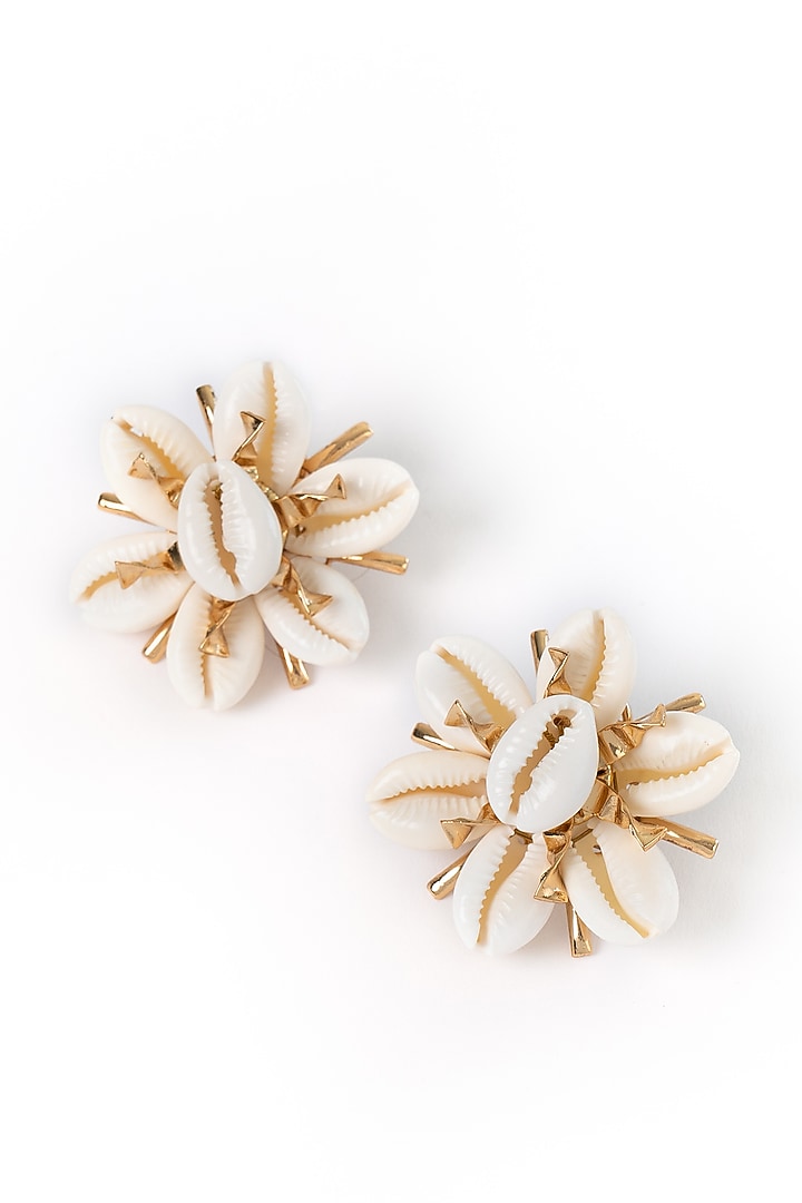 Gold Plated Shell Stud Earrings by AMAMA at Pernia's Pop Up Shop
