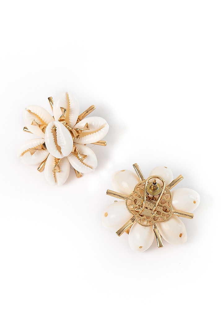 Gold Plated Shell Stud Earrings by AMAMA at Pernia's Pop Up Shop