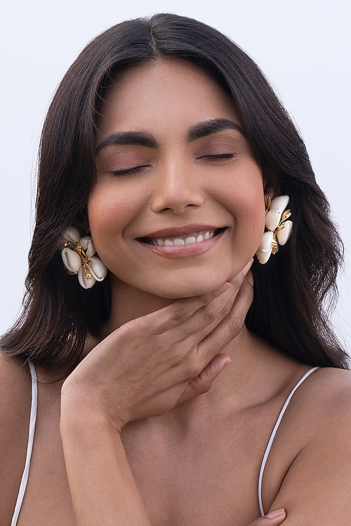Gold Plated Shell Stud Earrings by AMAMA at Pernia's Pop Up Shop