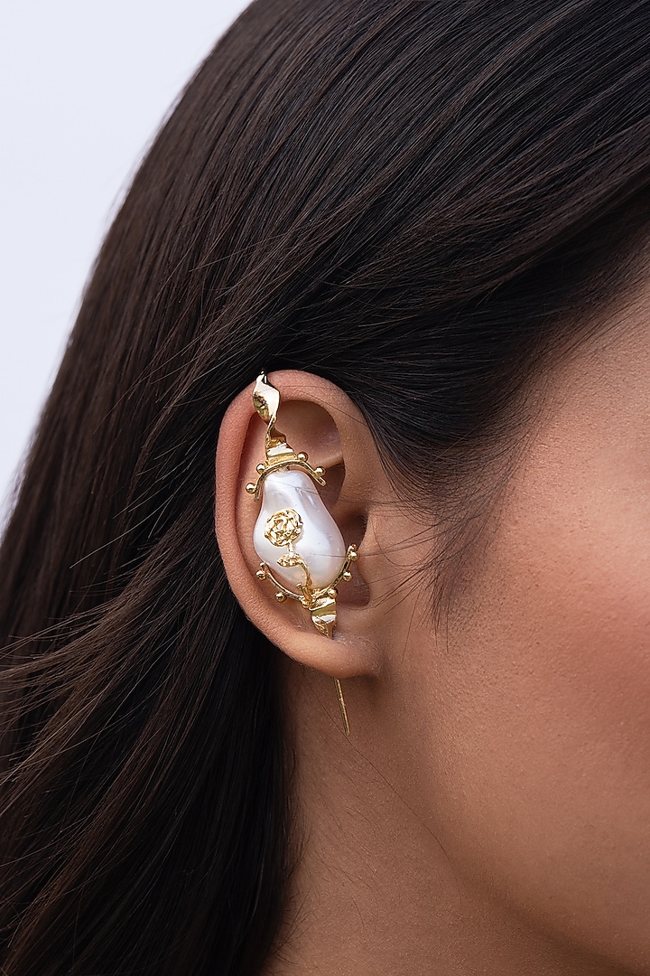 Gold Plated Brass Ear Crawler by AMAMA at Pernia's Pop Up Shop