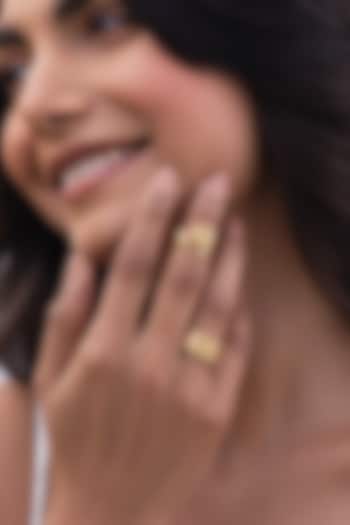Gold Plated Brass Stack Rings (Set Of 2) by AMAMA at Pernia's Pop Up Shop