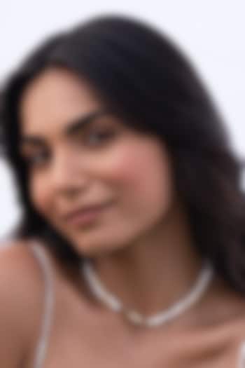 Gold Plated Cubic Zirconia & Faux Pearl Choker Necklace by AMAMA at Pernia's Pop Up Shop