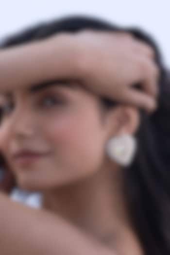 Gold Plated Chaton Stone & Faux Pearl Stud Earrings by AMAMA at Pernia's Pop Up Shop