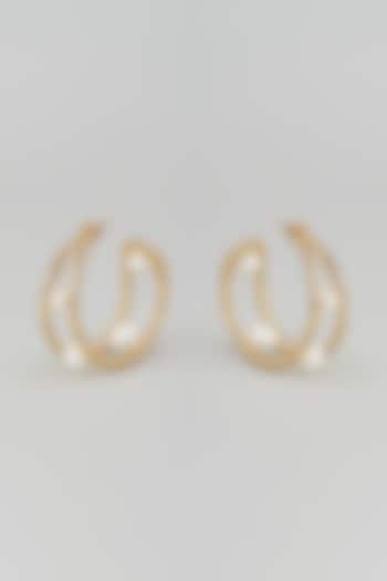 Gold Plated Faux Pearl Hoop Earrings by AMAMA at Pernia's Pop Up Shop