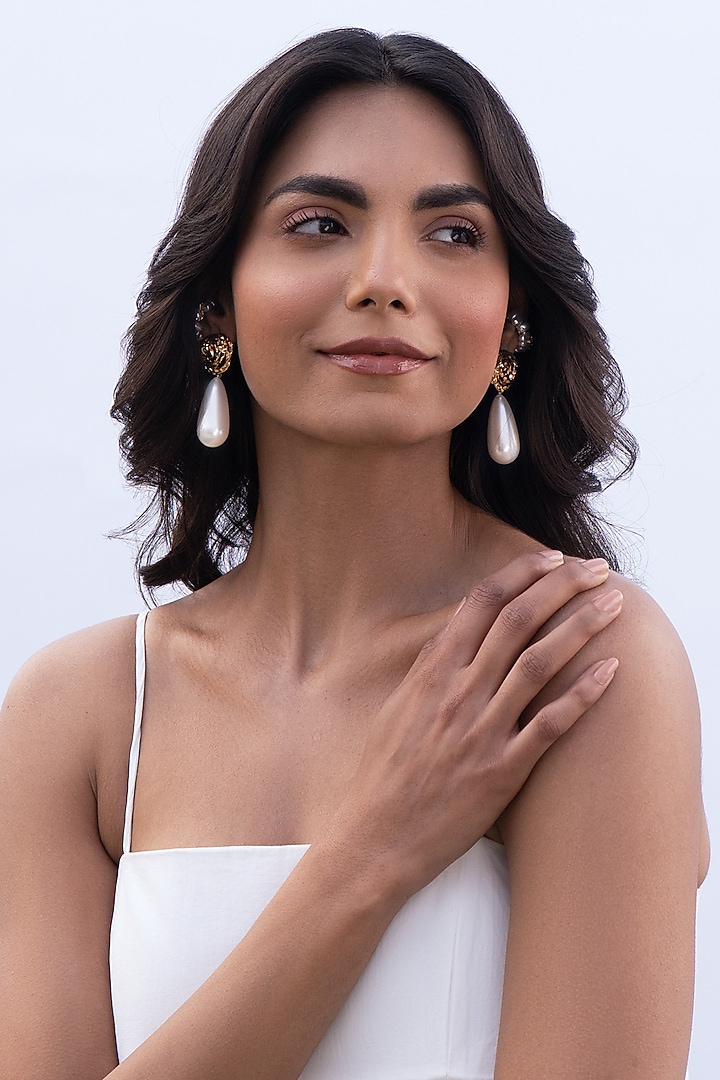 Gold Plated Brass Earstack Earrings (Set f 4) by AMAMA at Pernia's Pop Up Shop