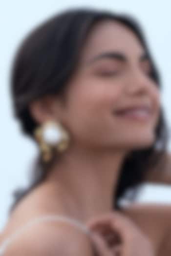 Gold Plated Pearl Stud Earrings by AMAMA at Pernia's Pop Up Shop