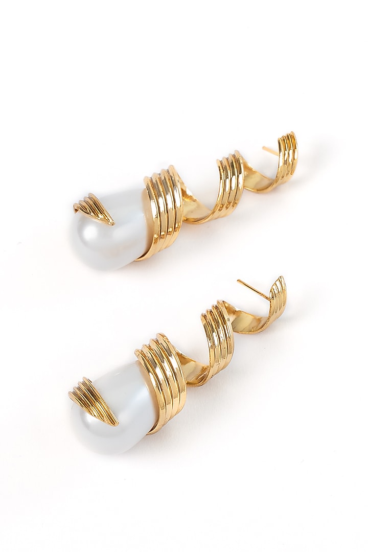 Gold Plated Brass Earrings by AMAMA at Pernia's Pop Up Shop
