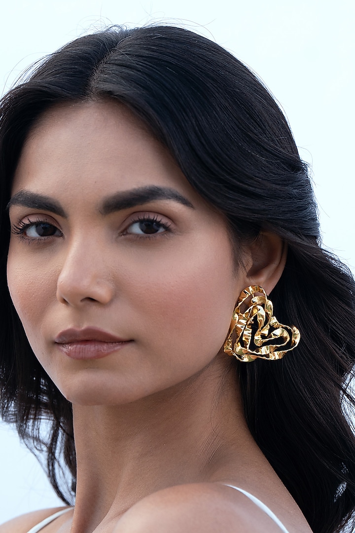 Gold Plated Brass Stud Earrings by AMAMA at Pernia's Pop Up Shop