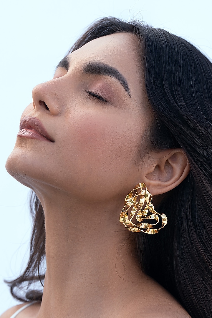 Gold Plated Brass Stud Earrings by AMAMA at Pernia's Pop Up Shop