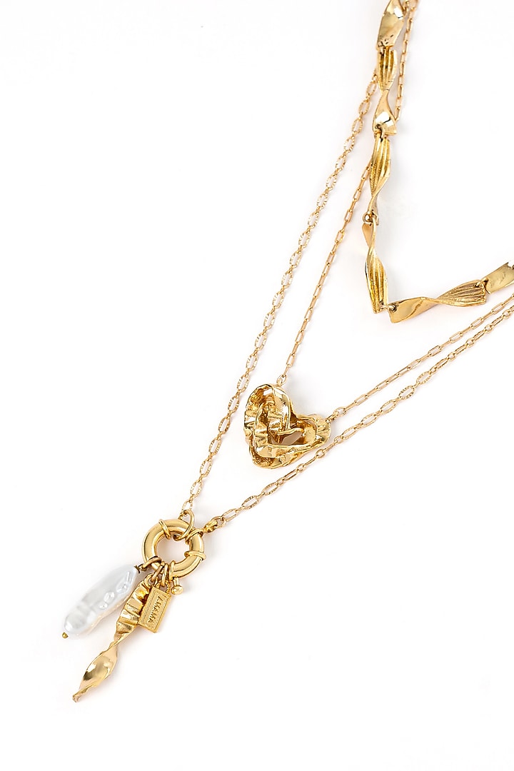 Gold Plated Brass Layered Necklace by AMAMA at Pernia's Pop Up Shop
