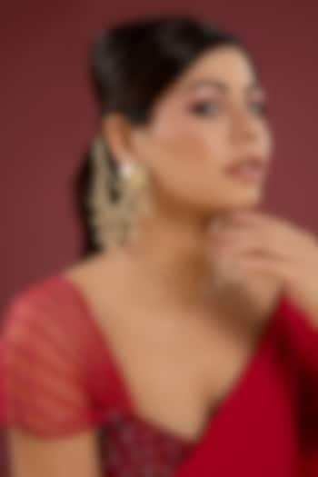 Antique Gold Plated Faux Pearl Dangler Earrings by AMAMA at Pernia's Pop Up Shop