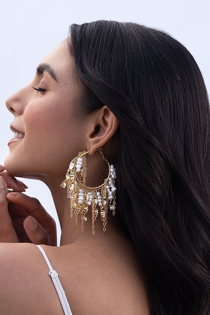 Gold Plated Brass Hoop Earrings by AMAMA at Pernia's Pop Up Shop