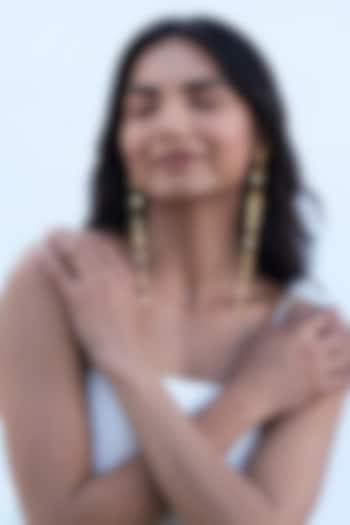 Gold Plated Brass Dangler Earrings by AMAMA at Pernia's Pop Up Shop