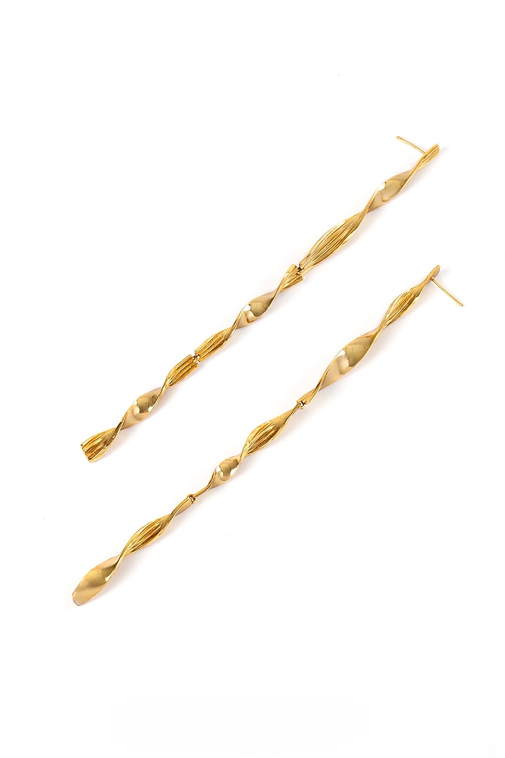 Gold Plated Brass Dangler Earrings by AMAMA at Pernia's Pop Up Shop