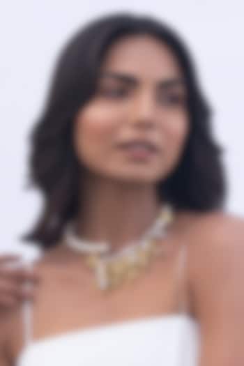 Gold Plated Pearl Collar Necklace by AMAMA at Pernia's Pop Up Shop