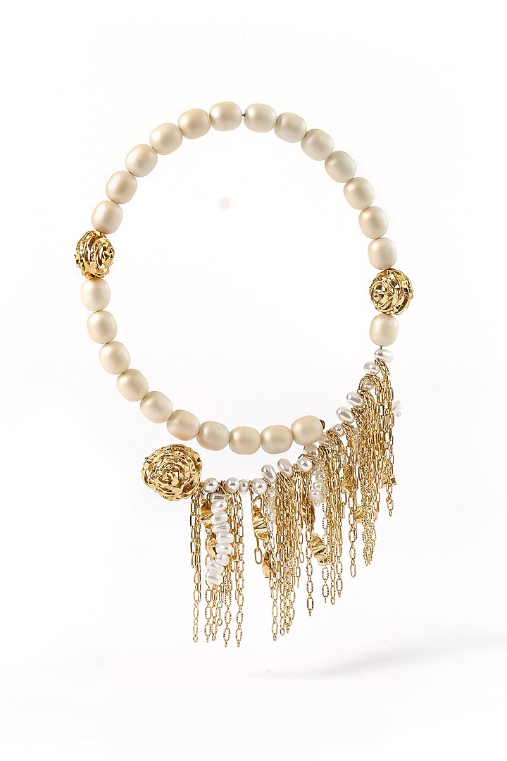 Gold Plated Pearl Collar Necklace by AMAMA at Pernia's Pop Up Shop