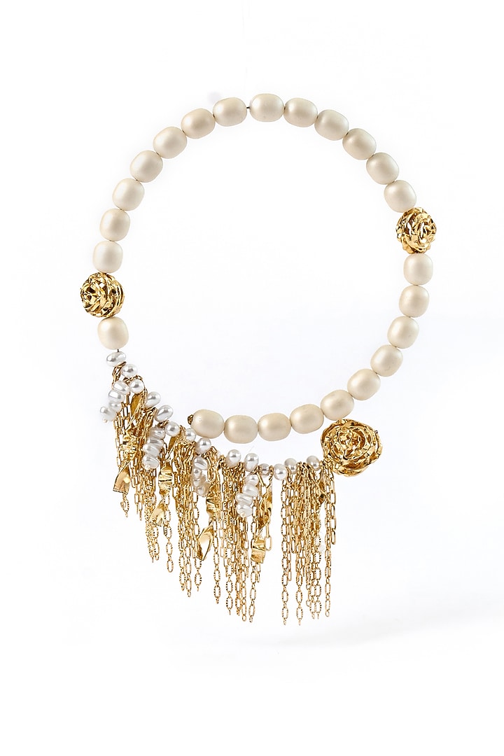 Gold Plated Pearl Collar Necklace by AMAMA at Pernia's Pop Up Shop