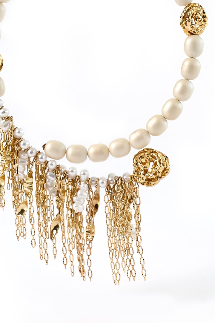 Gold Plated Pearl Collar Necklace by AMAMA at Pernia's Pop Up Shop