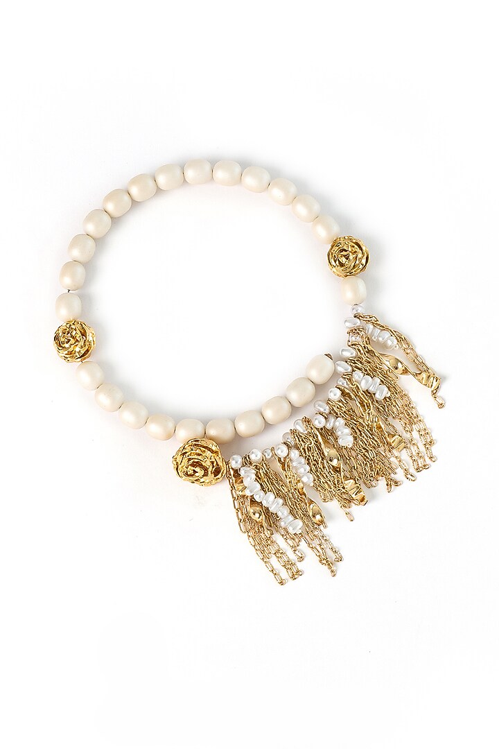 Gold Plated Pearl Collar Necklace by AMAMA at Pernia's Pop Up Shop