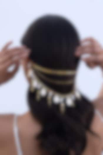 Gold Plated Faux Pearl & Cowrie Shell Hair Accessory by AMAMA at Pernia's Pop Up Shop