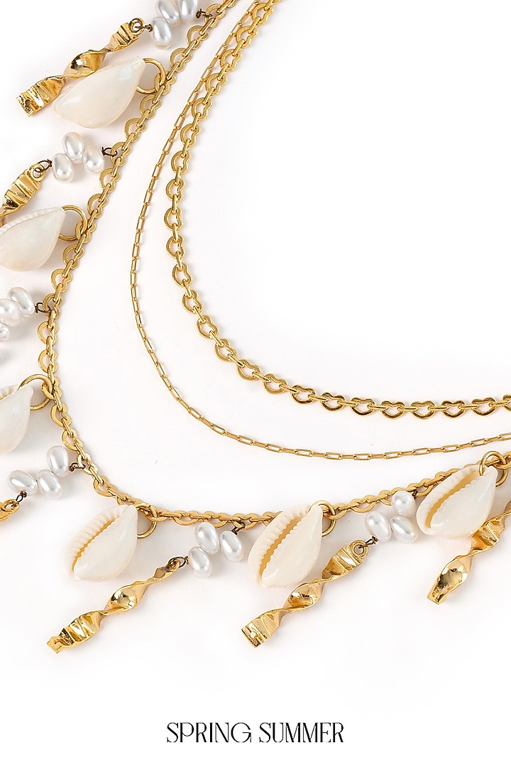 Gold Plated Faux Pearl & Cowrie Shell Hair Accessory by AMAMA at Pernia's Pop Up Shop