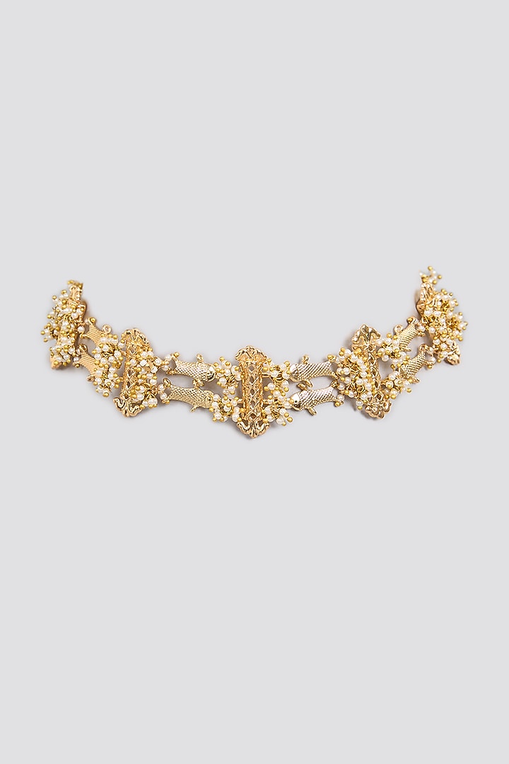 Antique Gold Plated Faux Pearl Necklace by AMAMA at Pernia's Pop Up Shop