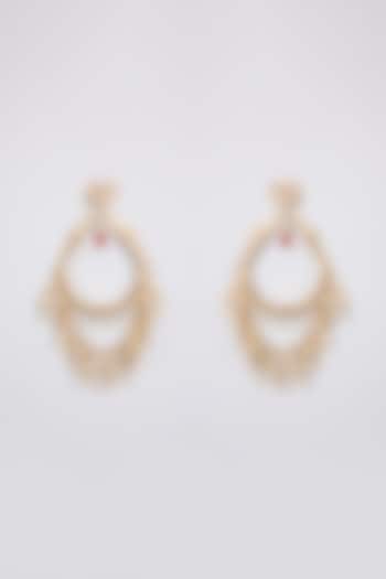 Antique Gold Plated Faux Pearl & Motif Chandbali Earrings by AMAMA at Pernia's Pop Up Shop