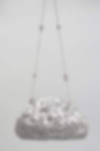 Silver Vegan Leather & Zari Thread Bag by AMAMA at Pernia's Pop Up Shop