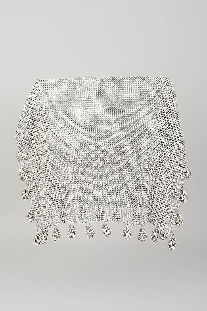 Silver Brass Metal & Suede Crystal Clutch by AMAMA at Pernia's Pop Up Shop
