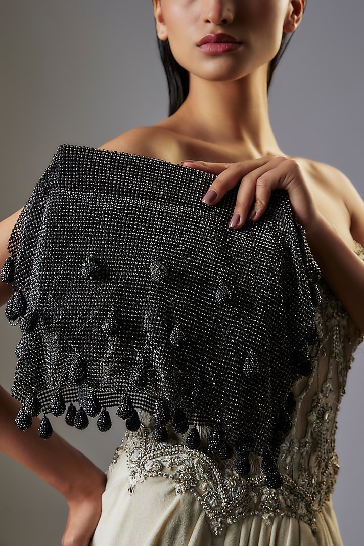 Black Brass Metal Chaton Stone Bag by AMAMA at Pernia's Pop Up Shop