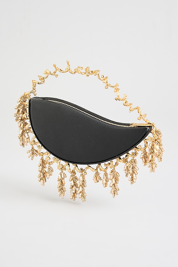 Black & Gold Finish Chaton Stone Nano Bag by AMAMA at Pernia's Pop Up Shop