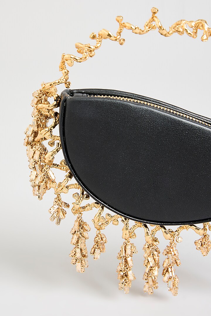 Black & Gold Finish Chaton Stone Nano Bag by AMAMA at Pernia's Pop Up Shop