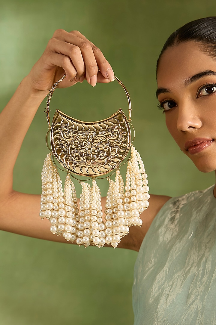 Gold Brass Mini Bag by AMAMA at Pernia's Pop Up Shop