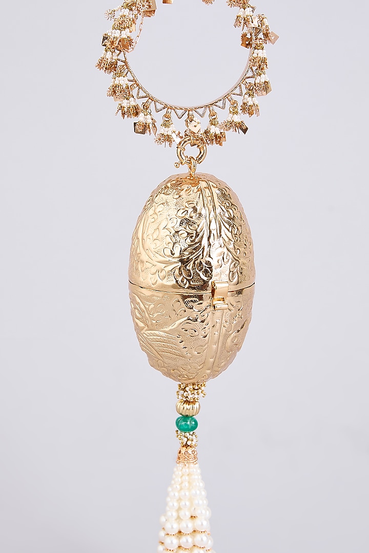 Gold Brass Oval Clutch by AMAMA at Pernia's Pop Up Shop