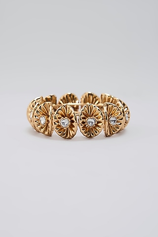 Gold Finish Pearl Bangle by AMAMA
