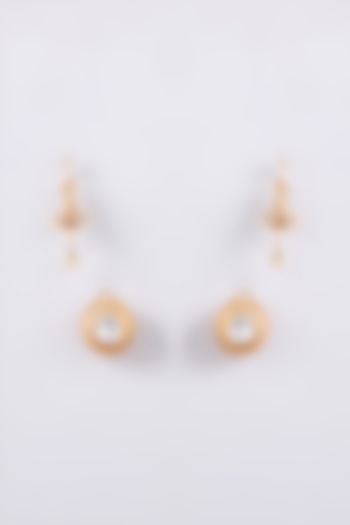 Gold Finish Kundan Polki Dangler Earrings by AMAMA at Pernia's Pop Up Shop