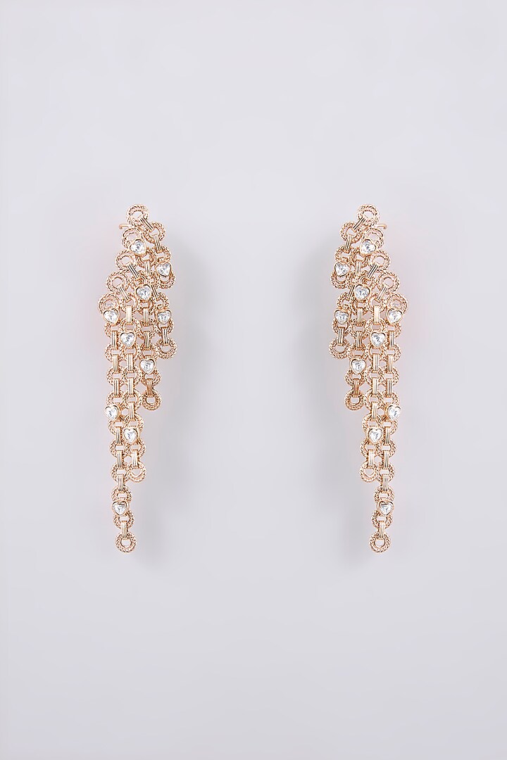 Gold Finish Kundan Polki Dangler Earrings by AMAMA at Pernia's Pop Up Shop