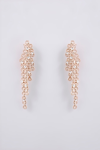 Gold Finish Kundan Polki Dangler Earrings by AMAMA