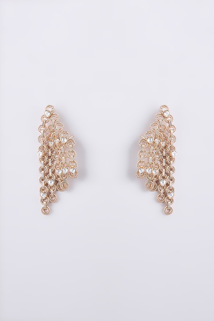 Gold Finish Kundan Polki Dangler Earrings by AMAMA at Pernia's Pop Up Shop