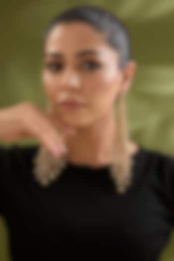 Gold Finish Brass Dangler Earrings by AMAMA at Pernia's Pop Up Shop