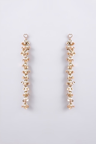 Gold Finish Seed Pearl Dangler Earrings by AMAMA