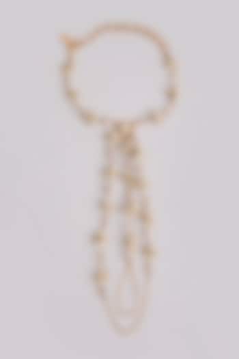 Gold Finish Seed Pearl Haathphool (Set Of 2) by AMAMA at Pernia's Pop Up Shop