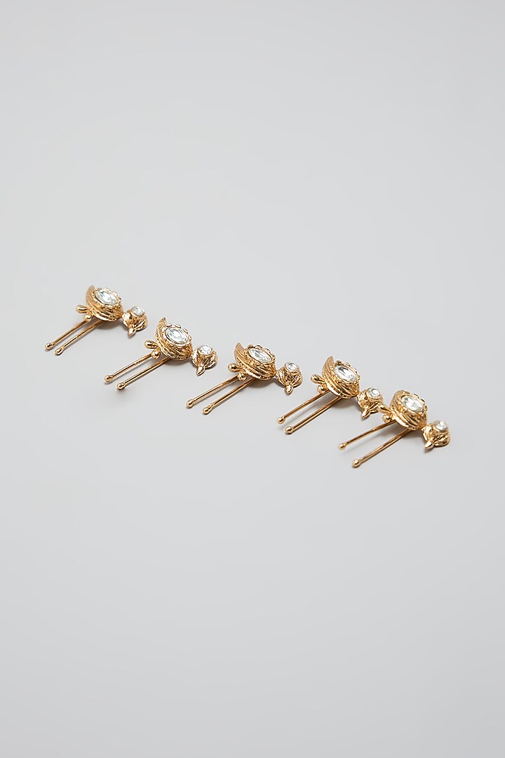 Gold Finish Hair Pins (Set Of 5) by AMAMA at Pernia's Pop Up Shop