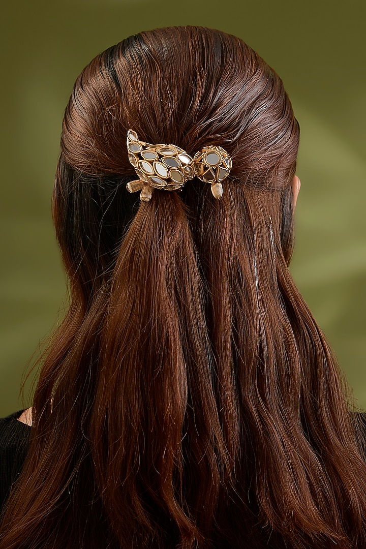 Gold Finish Mirror Hair Accessory by AMAMA at Pernia's Pop Up Shop