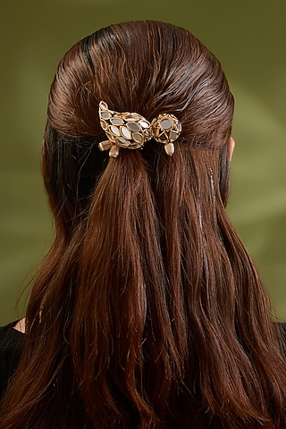 Gold Finish Mirror Hair Accessory by AMAMA