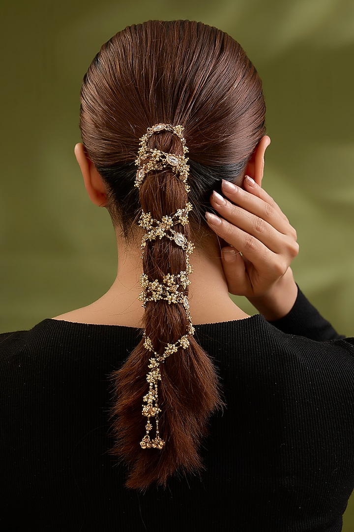 Gold Finish Brass Hair Accessory by AMAMA at Pernia's Pop Up Shop