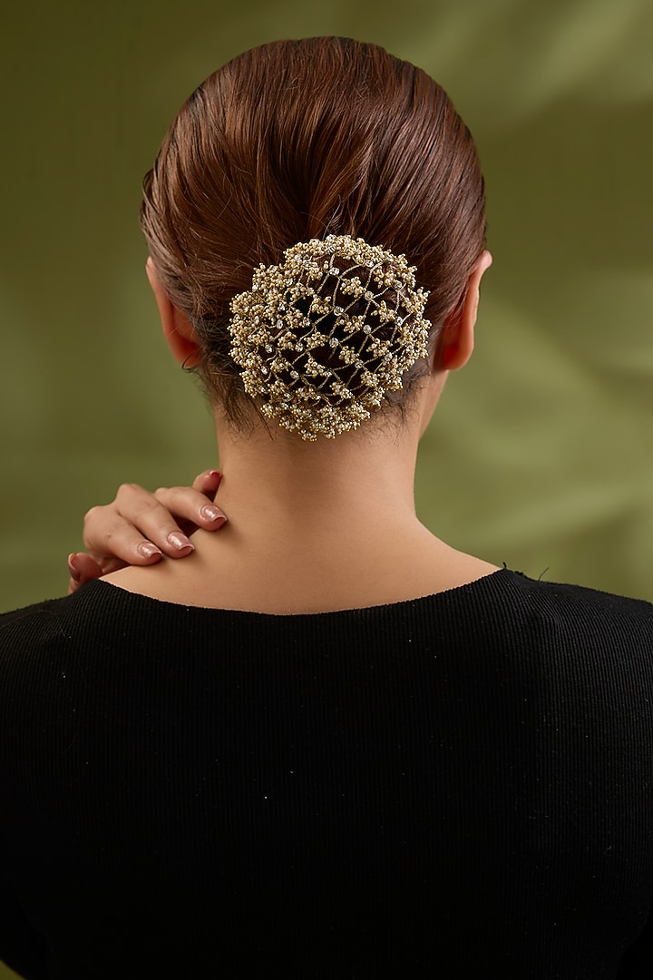 Silver Finish Brass Hair Accessory by AMAMA at Pernia's Pop Up Shop