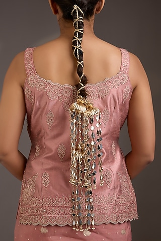 Gold Finish Mirror Hair Accessory by AMAMA