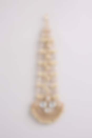 Gold Finish Seed Pearl & Stone Maangtikka by AMAMA at Pernia's Pop Up Shop
