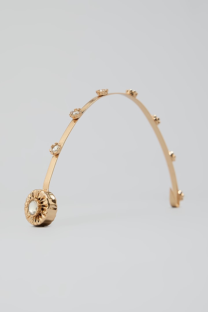 Gold Finish White Stone Maangtikka by AMAMA at Pernia's Pop Up Shop